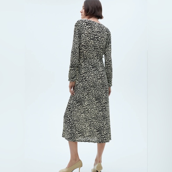 Mango Ecru leopard print long dress NWT - Picture 4 of 7